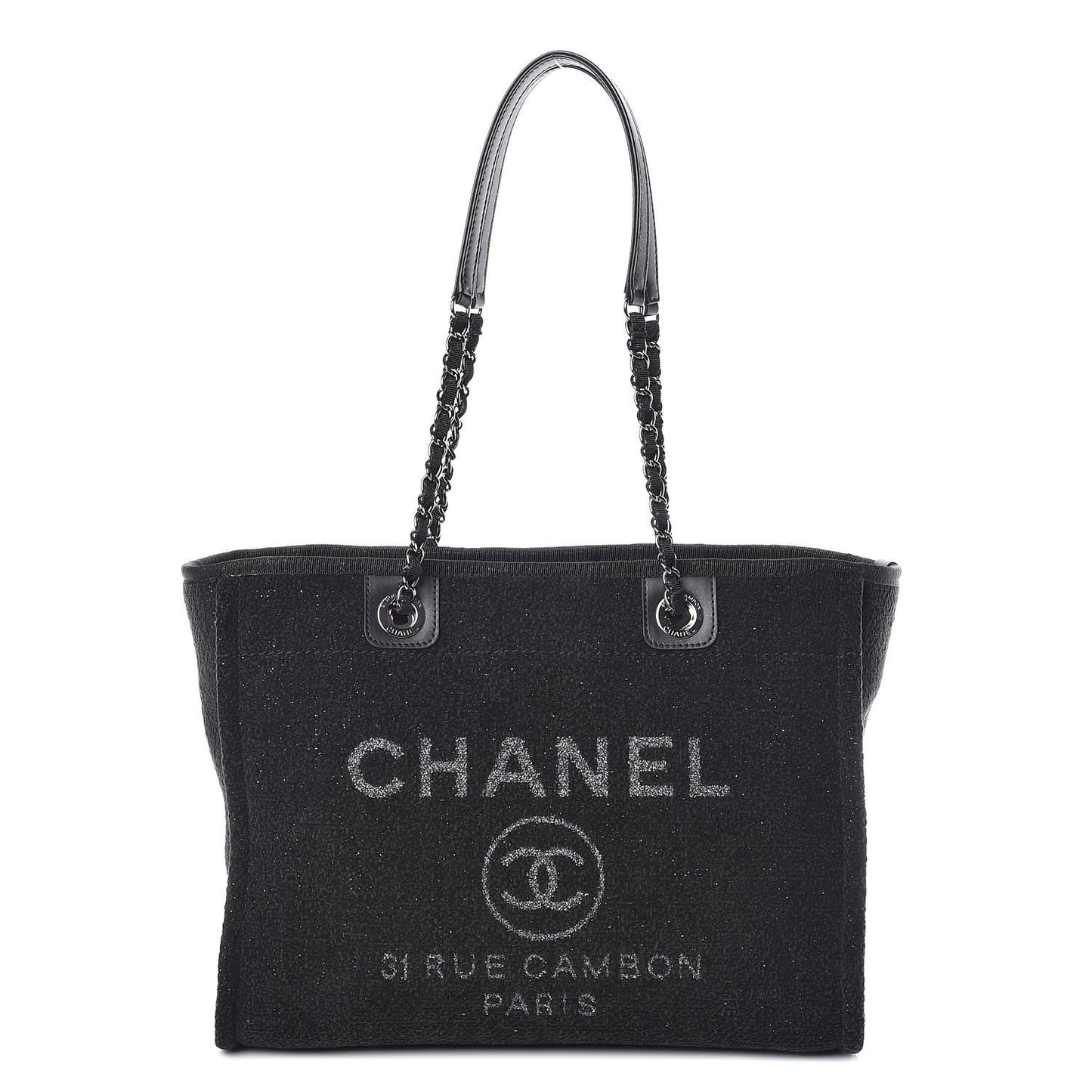 Lurex Boucle Small Deauville Tote Black