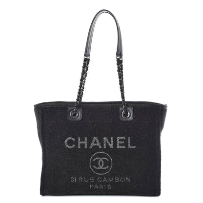 Chanel Lurex Boucle Small Deauville Tote Black 1 of 12