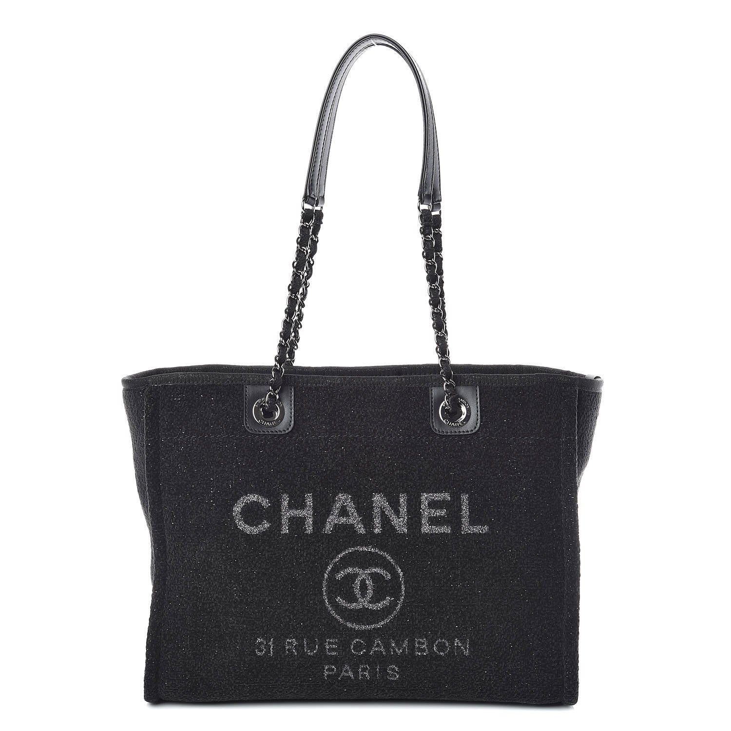 Chanel Lurex Boucle Small Deauville Tote Black 1 of 12