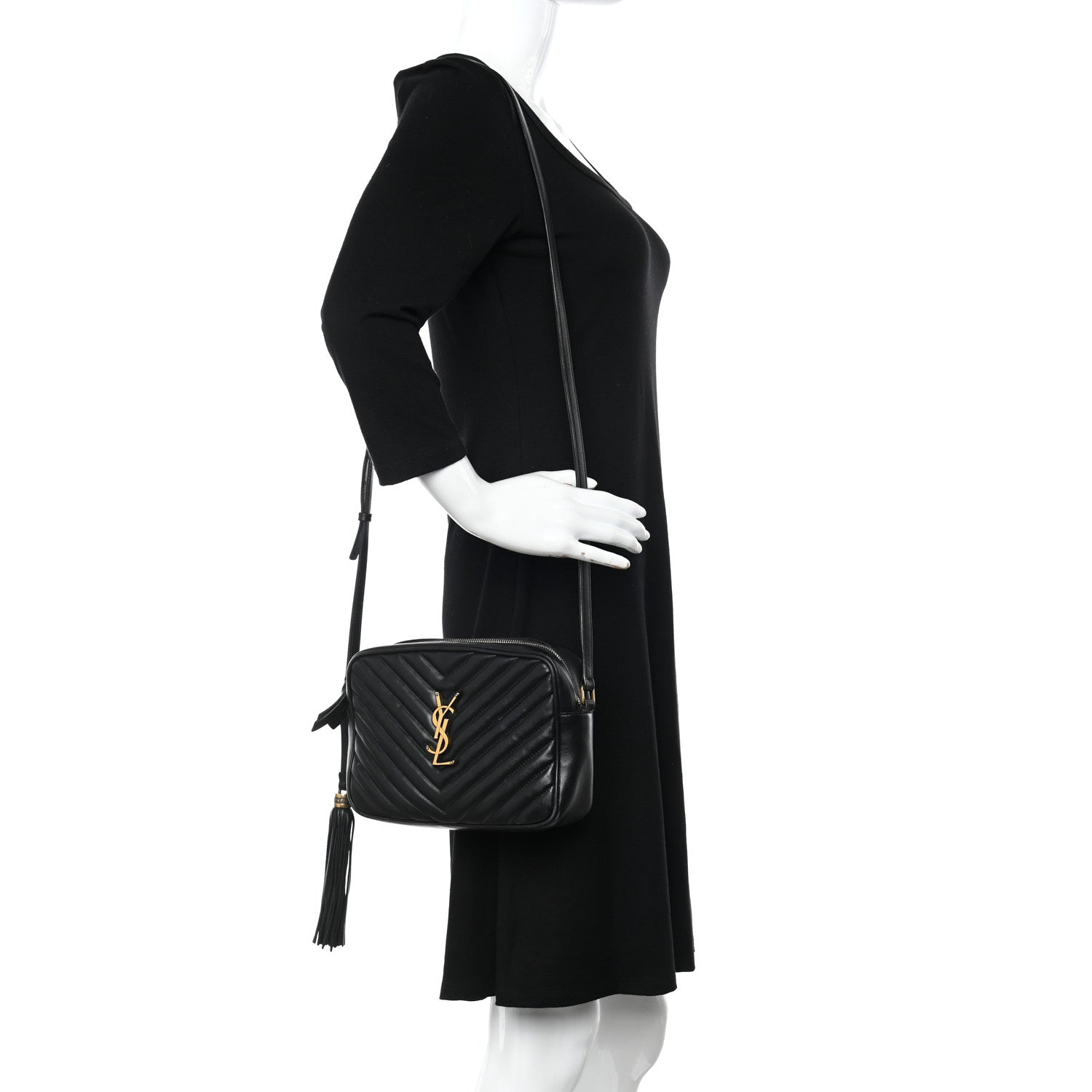 Saint Laurent Calfskin Matelasse Monogram Lou Camera Bag Black 3 of 16