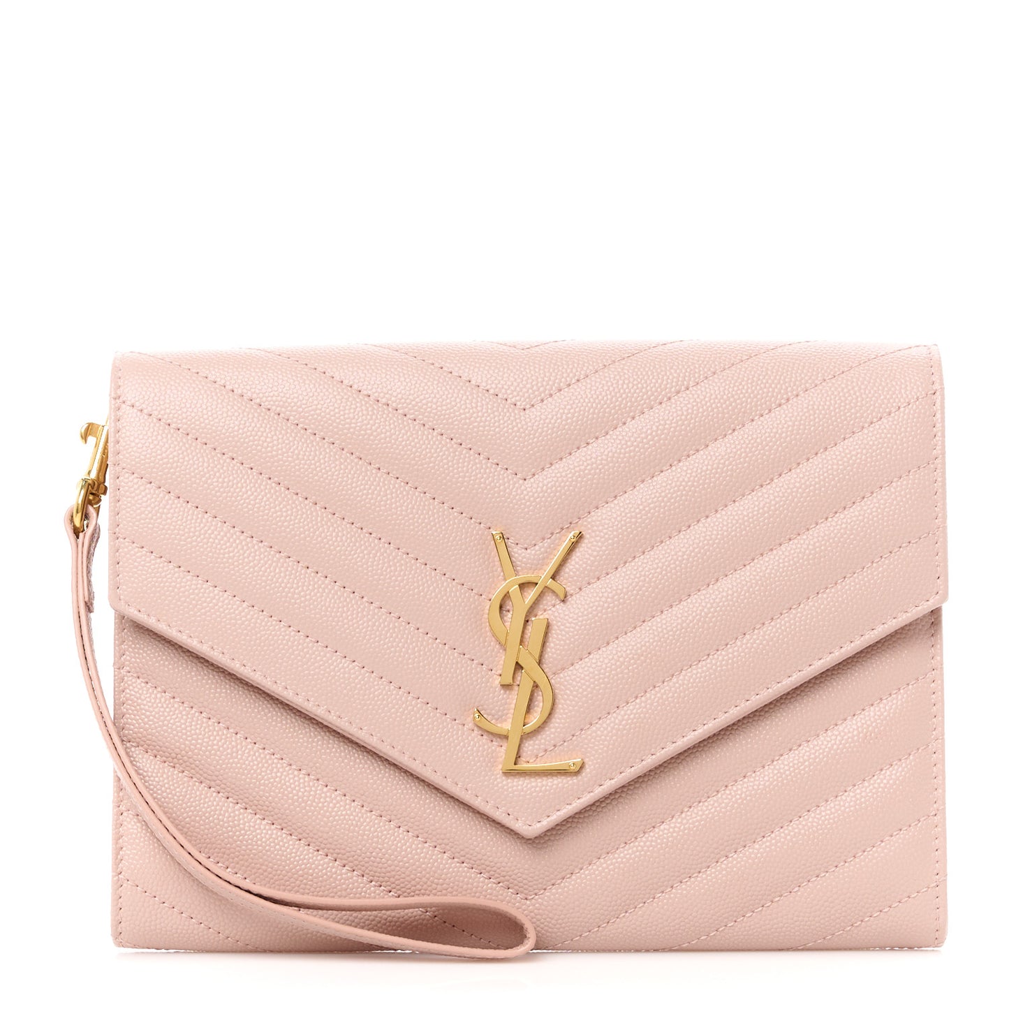Grain De Poudre Matelasse Chevron Monogram Envelope Clutch Pink