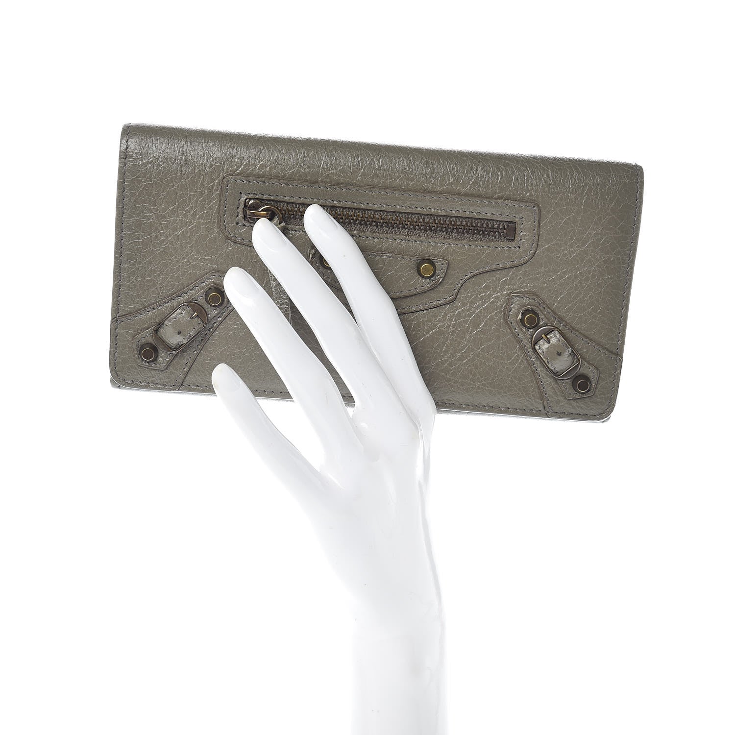 Balenciaga Agneau Classic Hardware Money Wallet Beige Liege 2 of 7