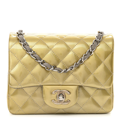 Chanel Striated Patent Quilted Mini Square Flap Beige 1 of 10