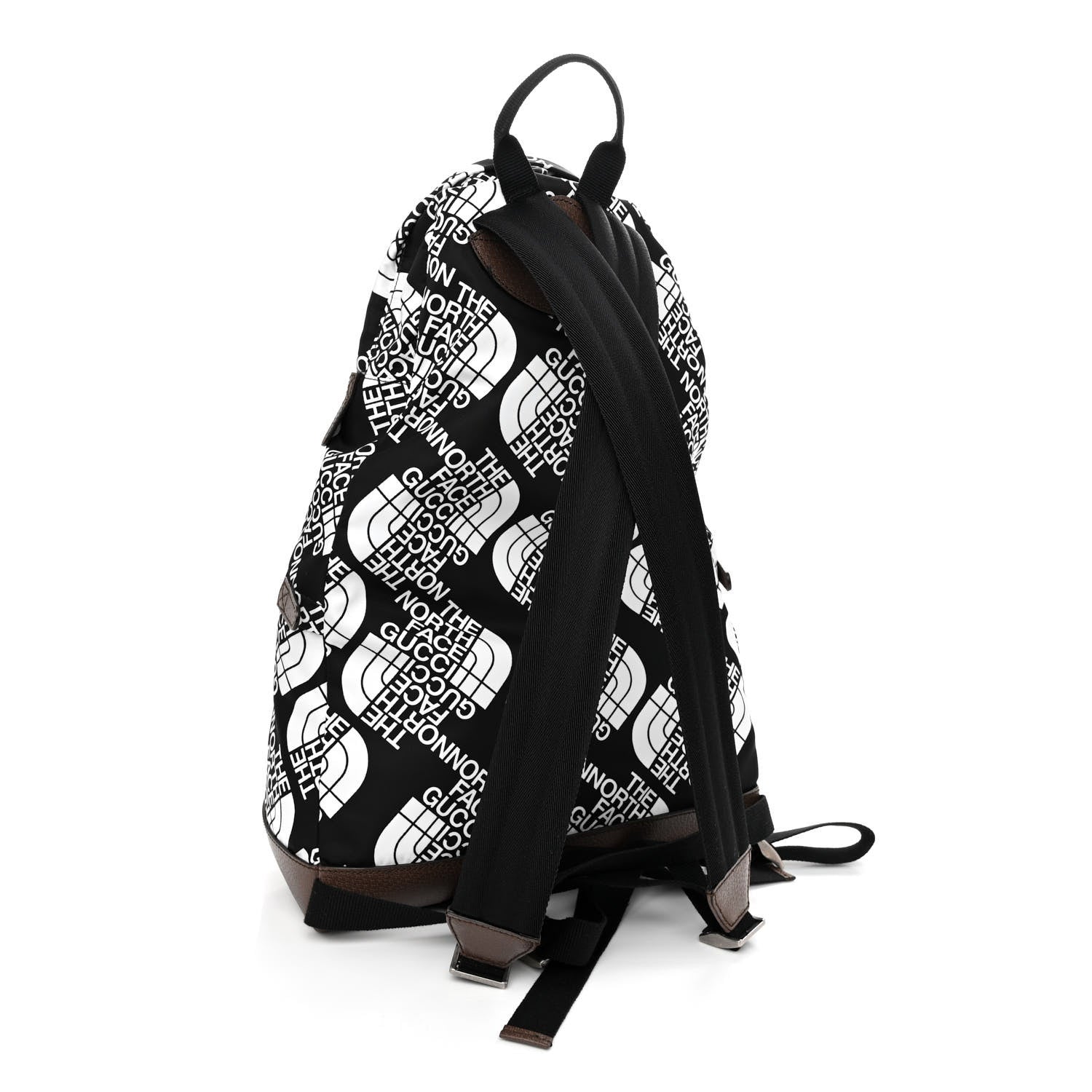 Gucci X THE NORTH FACE Econyl Nylon Medium Backpack Black Ivory New Acero Crop 3 of 11
