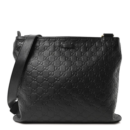 Gucci Guccissima Medium Flat Messenger Bag Black 1 of 10