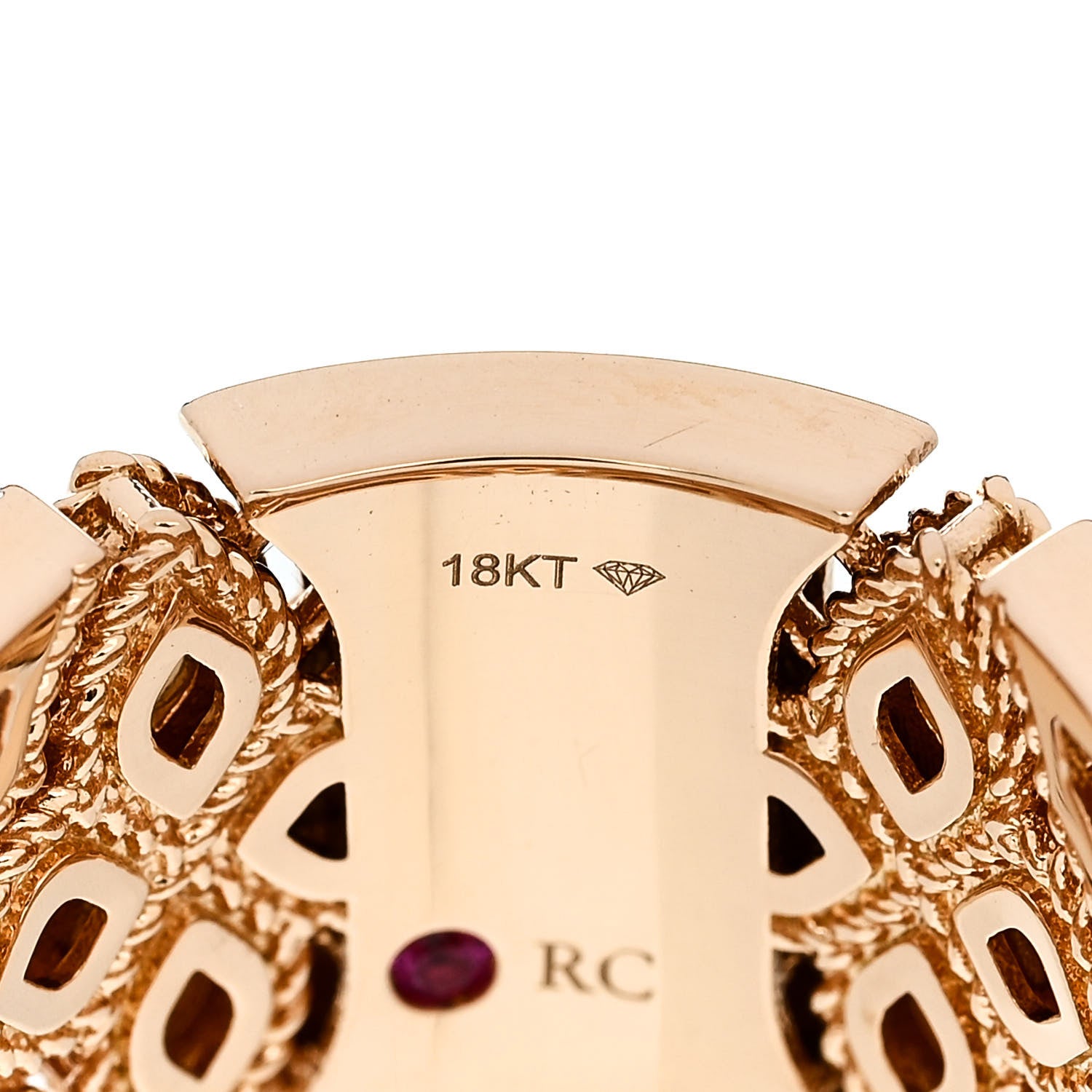 Roberto Coin 18K Rose Gold Diamond Mother of Pearl Multi Stone Venetian Princess Carnevale Cigar Band Ring 53 6.5 4 of 5