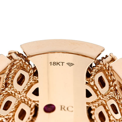 Roberto Coin 18K Rose Gold Diamond Mother of Pearl Multi Stone Venetian Princess Carnevale Cigar Band Ring 53 6.5 4 of 5