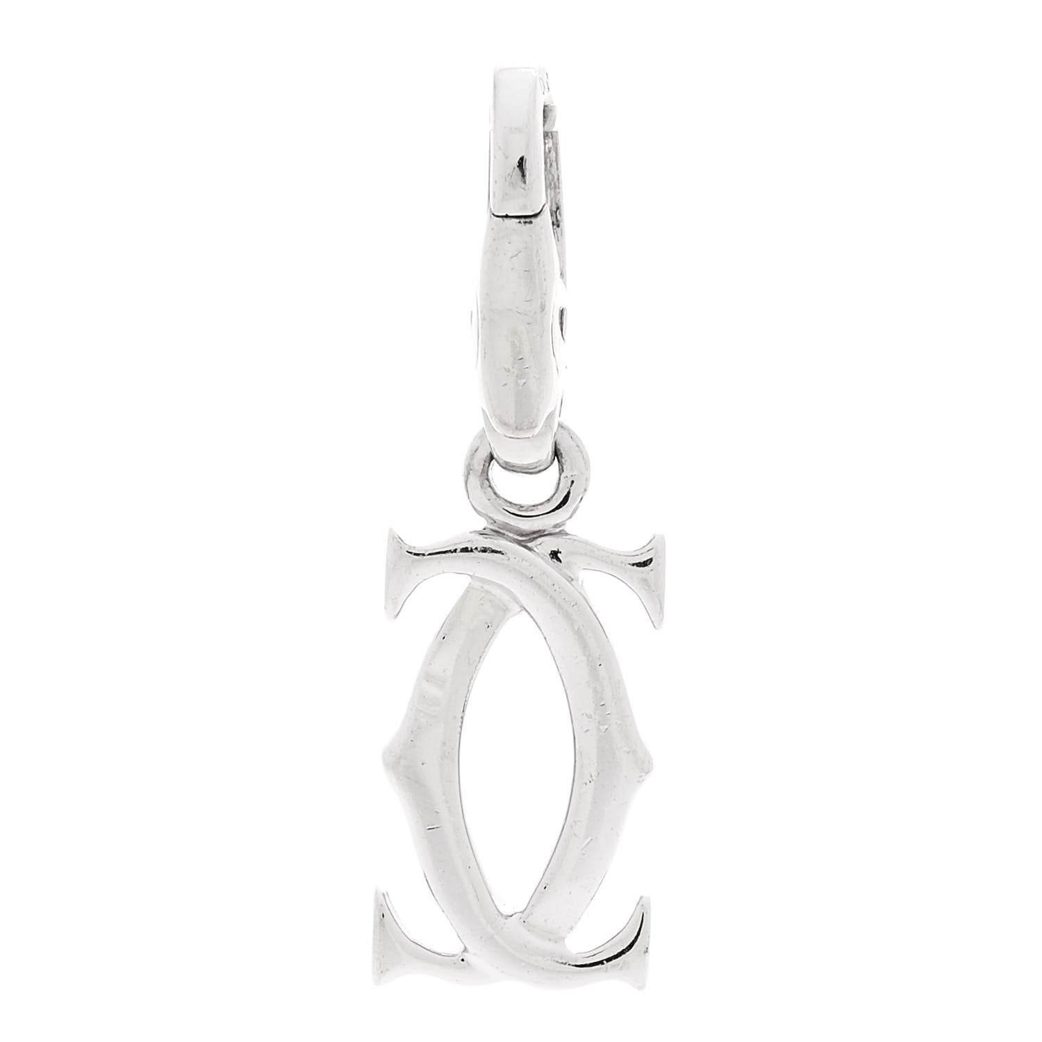 Cartier 18K White Gold Logo Charm 3 of 5