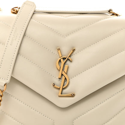 Saint Laurent Calfskin Y Quilted Monogram Small Loulou Chain Satchel Crema Soft 8 of 10