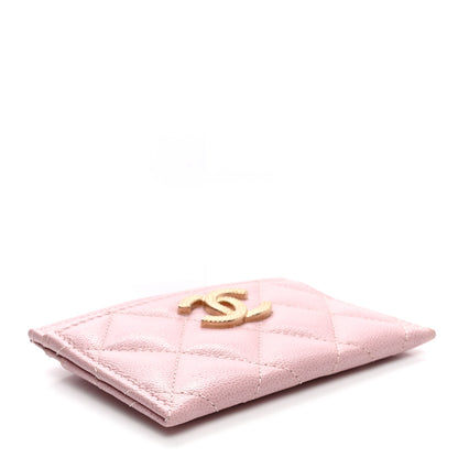 Chanel Caviar Quilted Studded CC Card Holder Light Pink 4 of 10