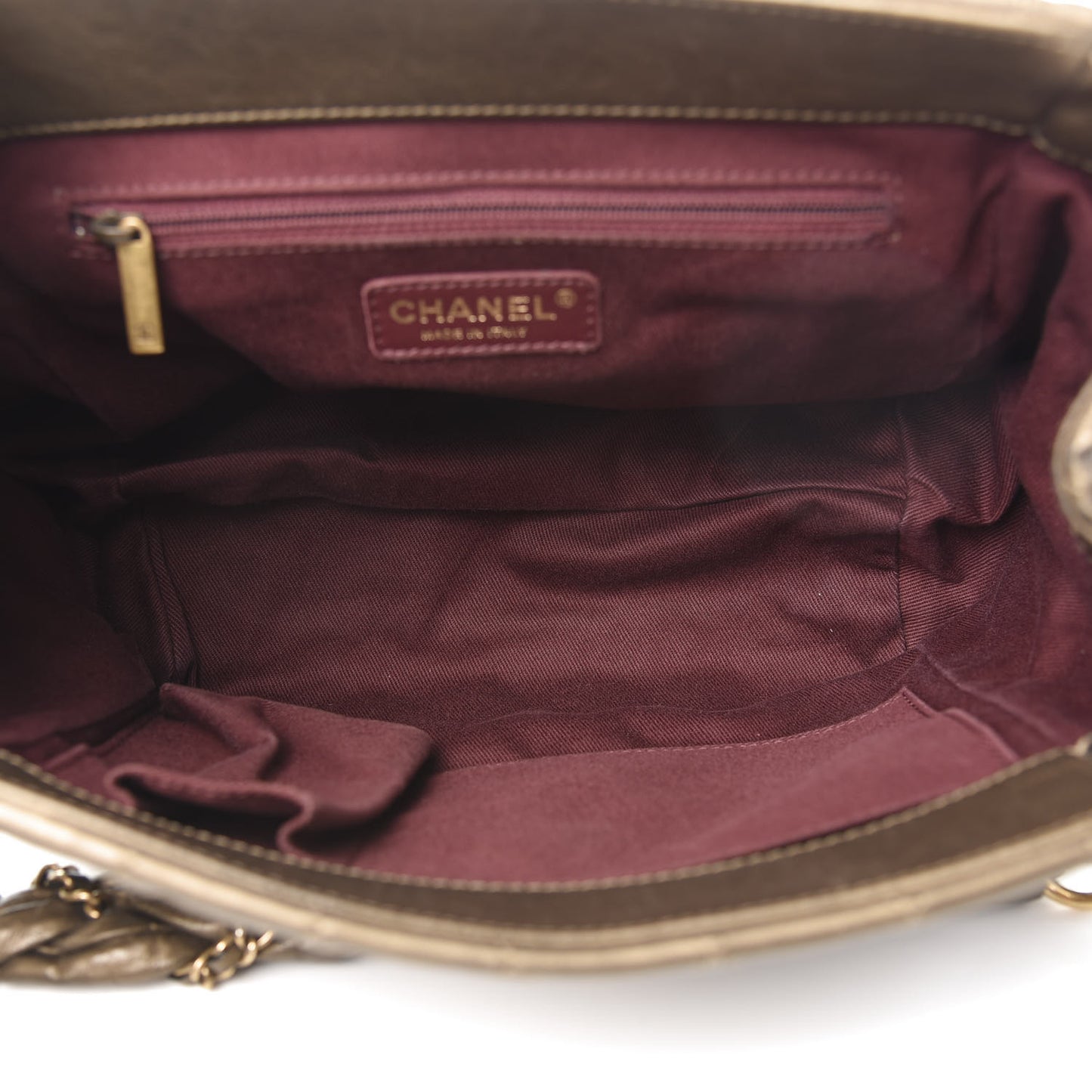 Metallic Calfskin Quilted Istanbul Accordion Flap Gold