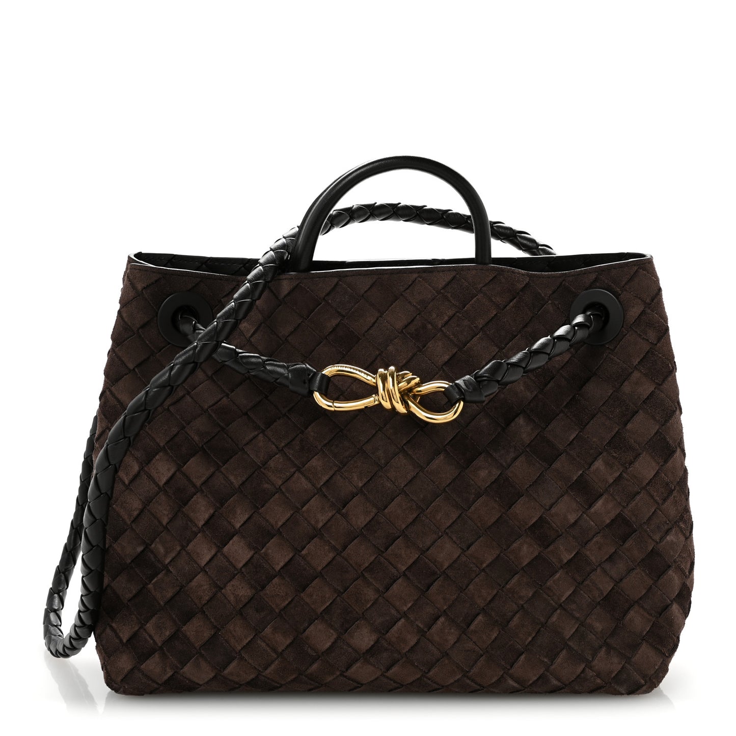 Suede Intrecciato Medium Andiamo Shoulder Bag Fondant