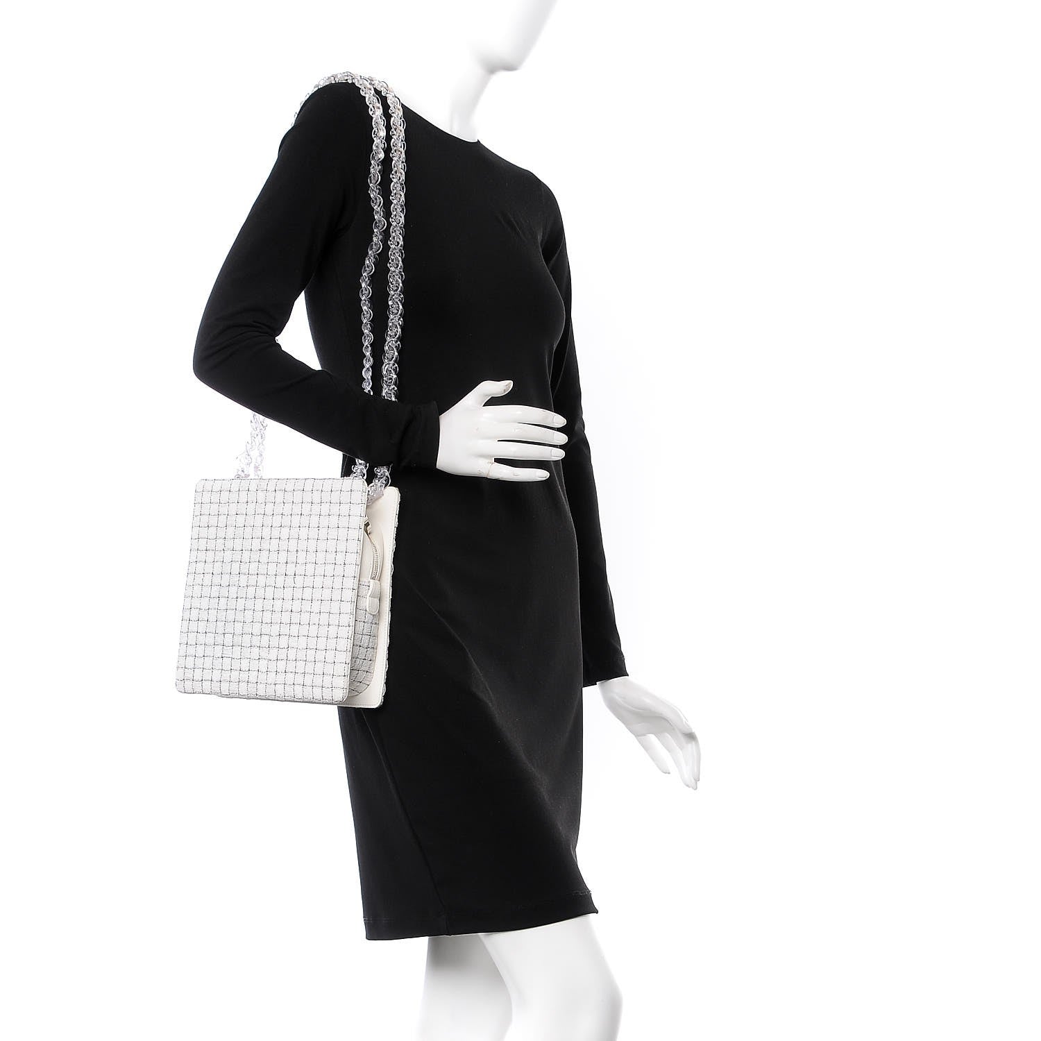 Chanel Tweed Zip Tote White Black 2 of 7