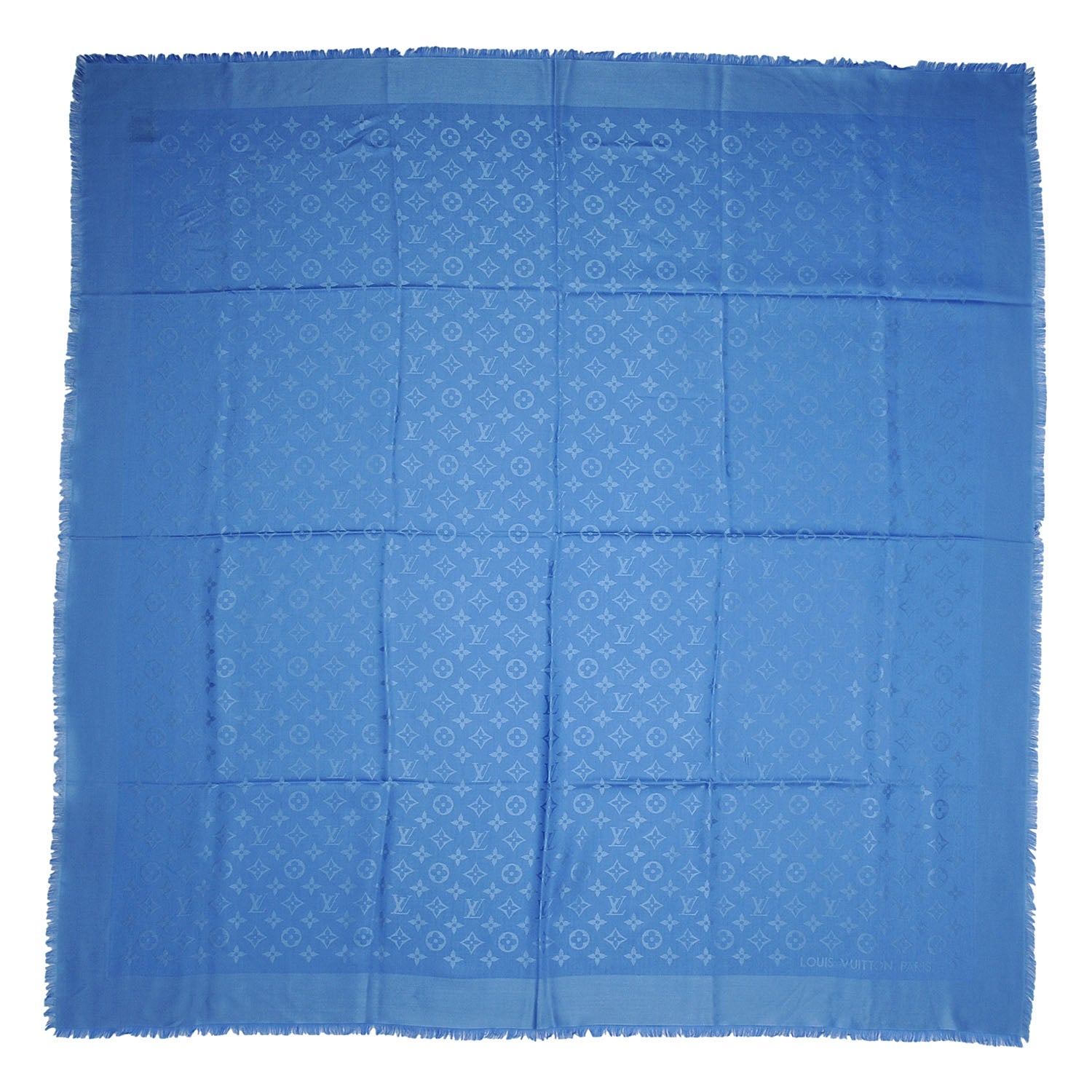 Louis Vuitton Wool Silk Monogram Shawl Blue 3 of 6