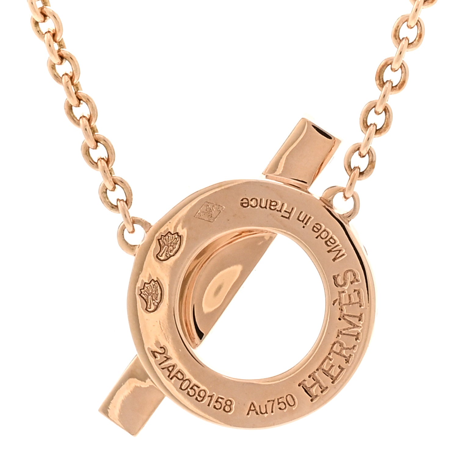 Hermes 18K Rose Gold Diamond Finesse Pendant Necklace 4 of 5