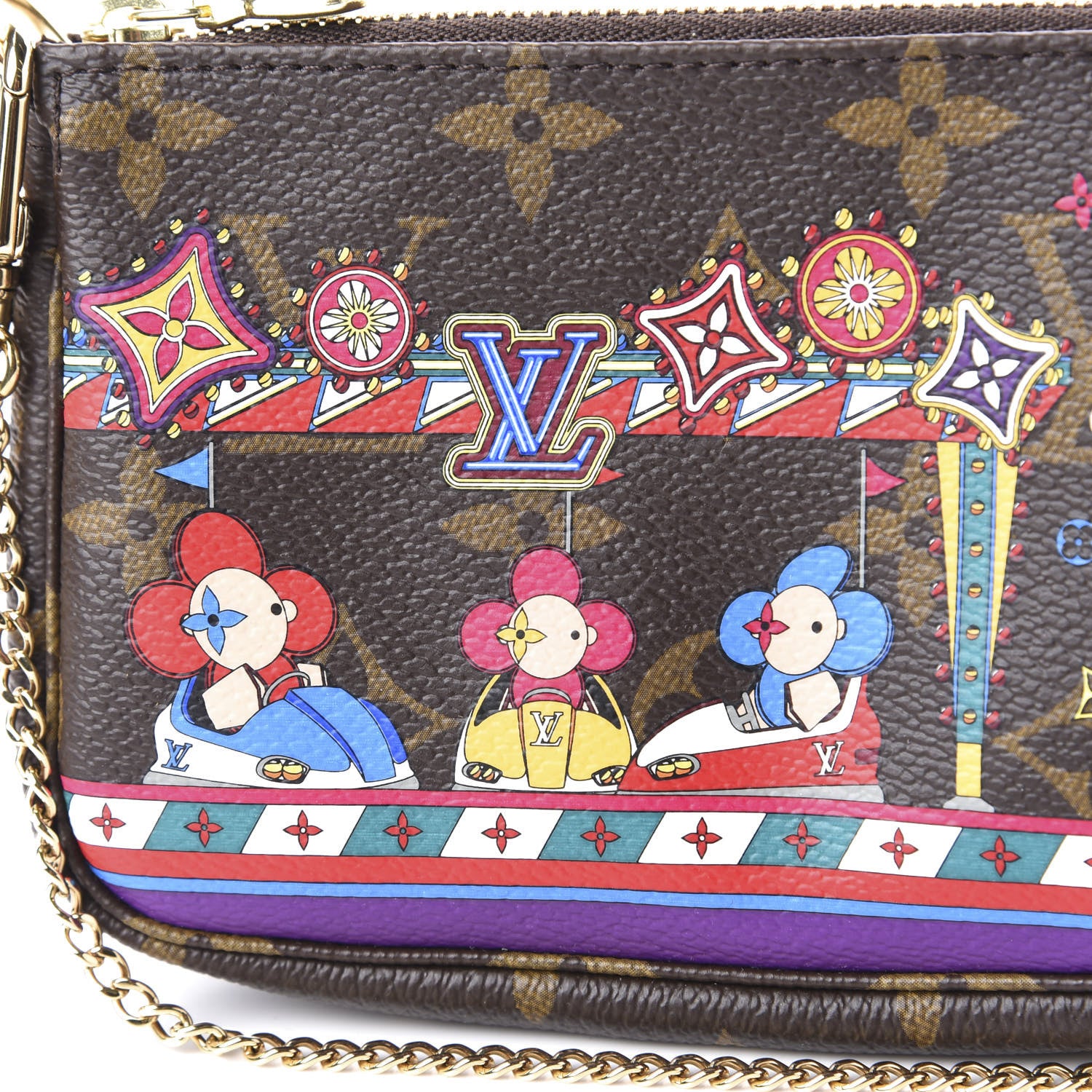 Louis Vuitton Monogram 2020 Christmas Animation Bumper Cars Mini Pochette Accessories Coquelicot 10 of 11