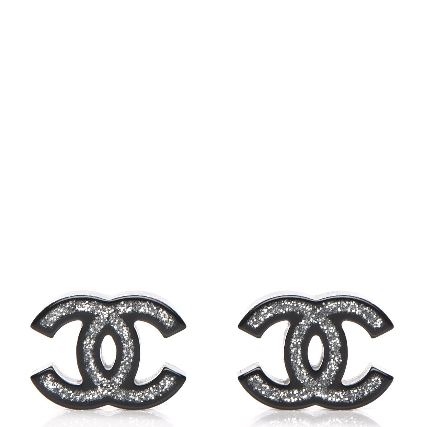 Resin CC Earrings Silver Black