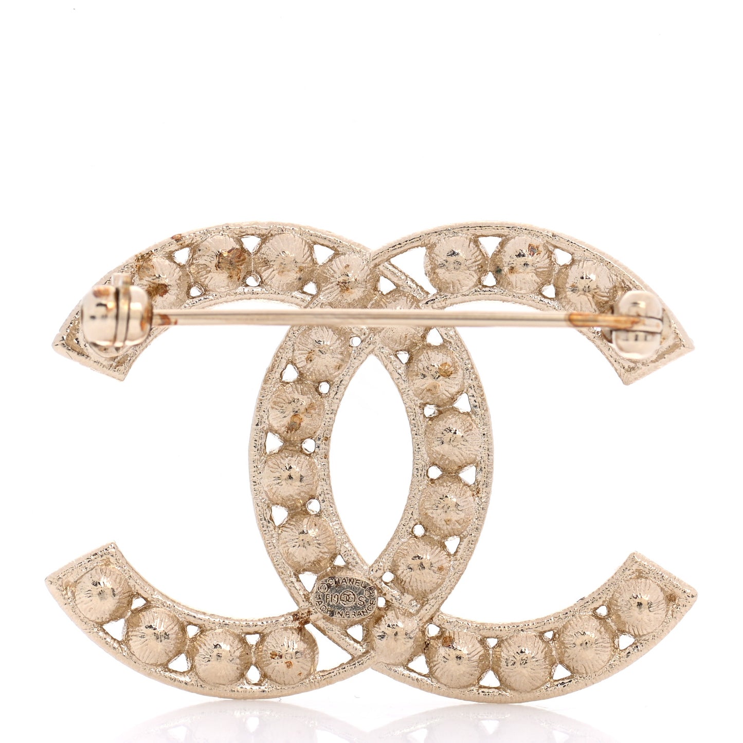 Crystal CC Brooch Light Gold