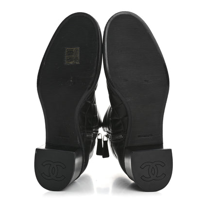 Chanel Lambskin Velvet Quilted Cap Toe Short Boots 40 Black 6 of 12