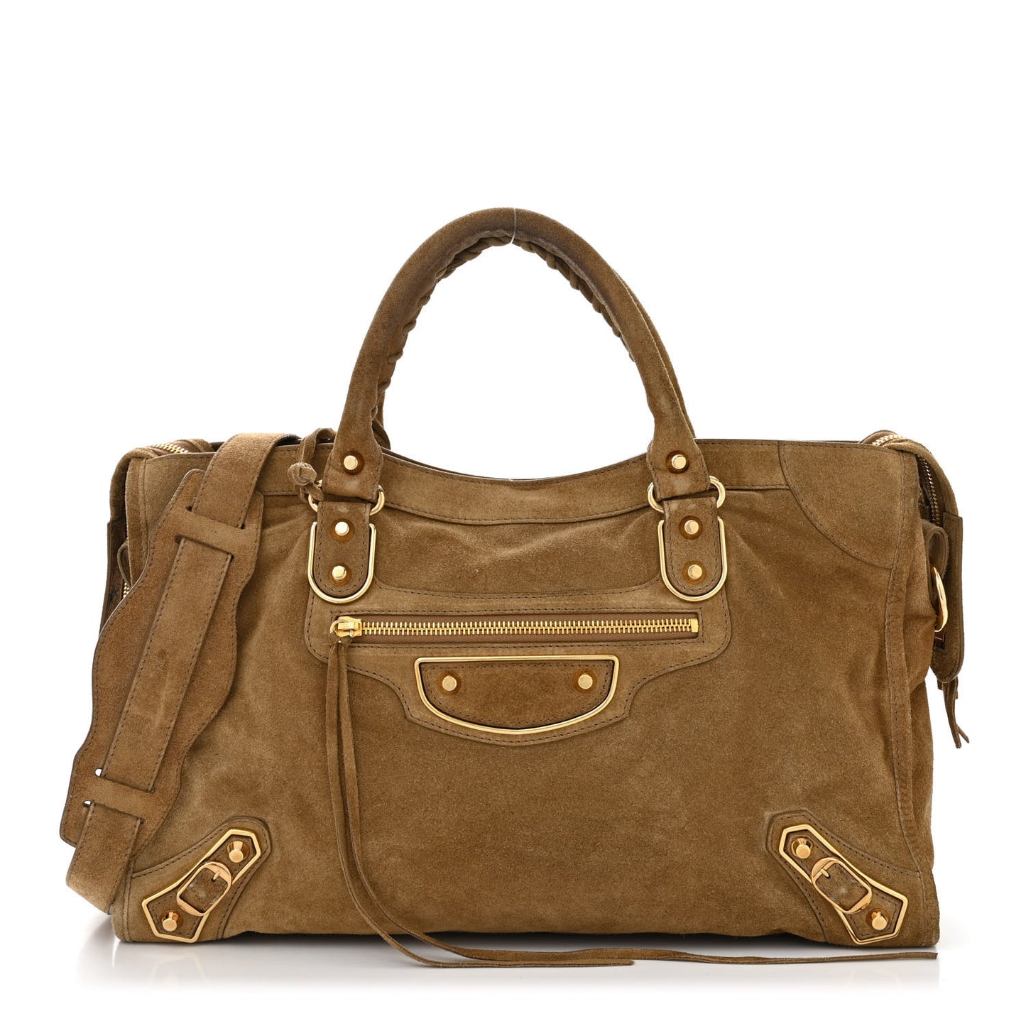 Baby Daim Suede Gold Metallic Edge Hardware City Beige Latte