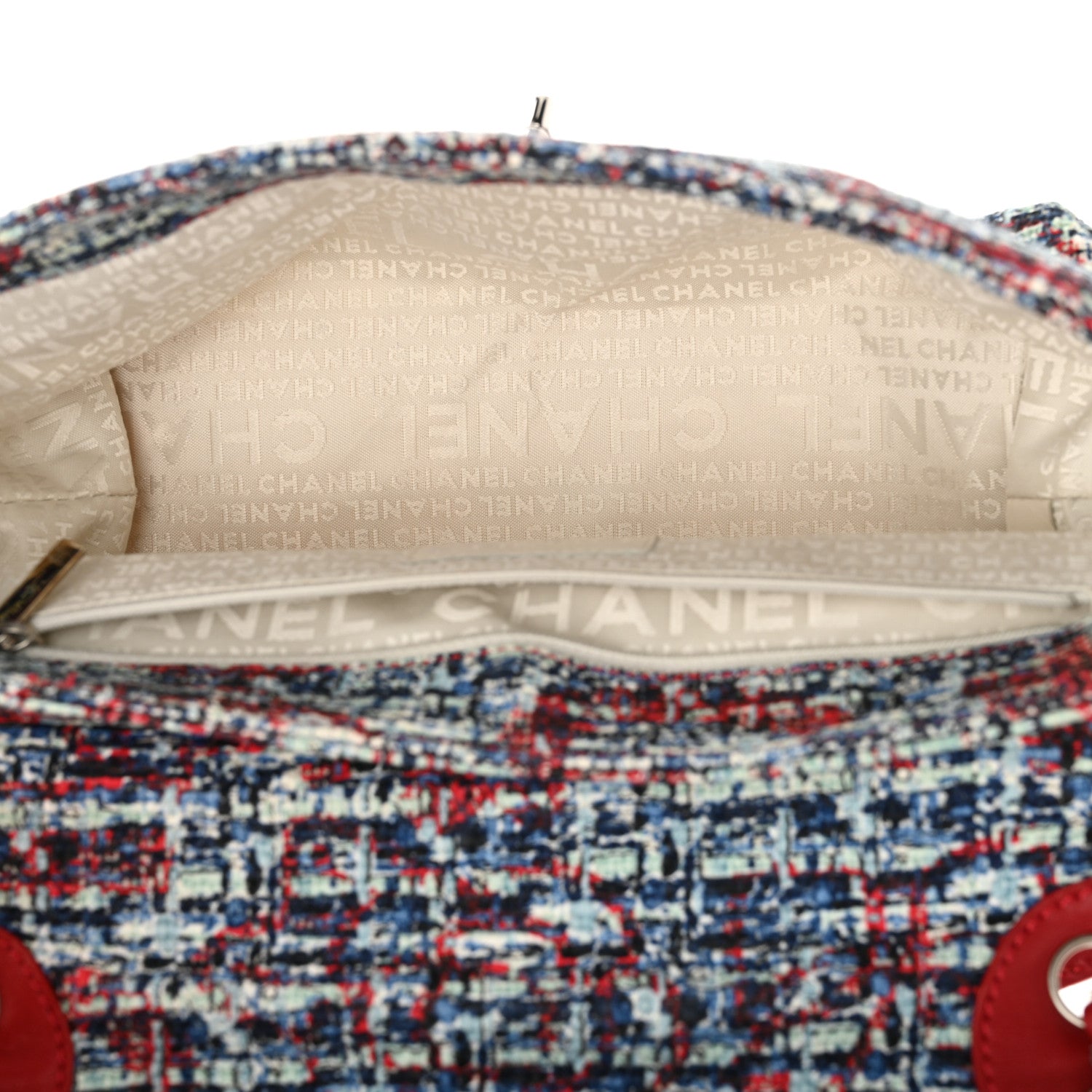 Chanel Tweed Lambskin Flap Blue Red 5 of 11
