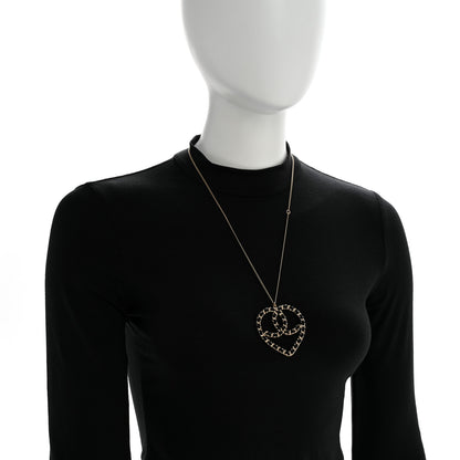 Chanel Satin CC Heart Chain Necklace Black Light Gold 2 of 5