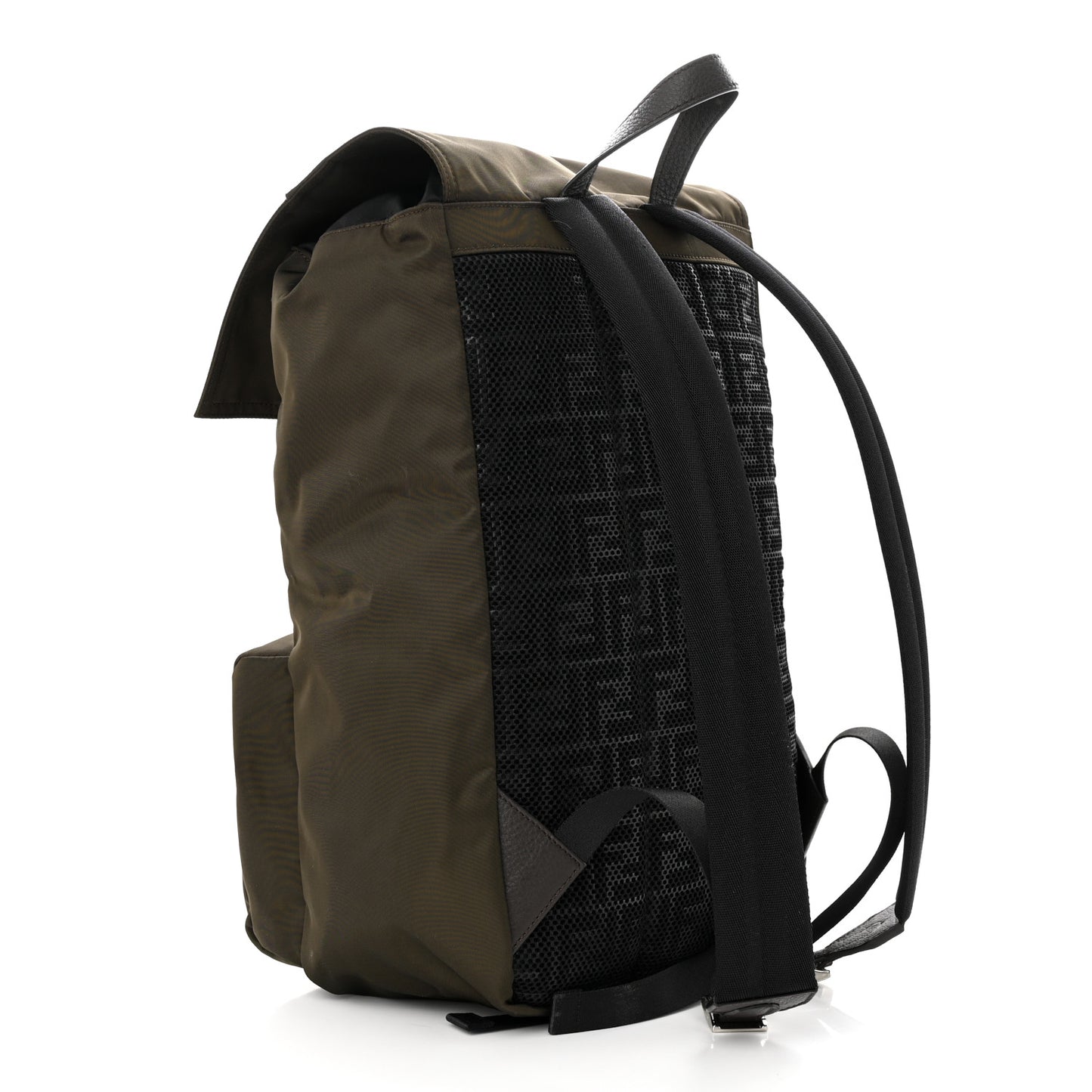 Econyl Nylon Santander Cuoio Roma Medium Fendiness Backpack Ebano