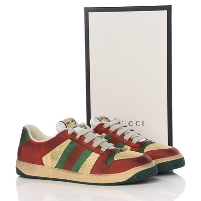 Gucci Nubuck Web Mens Screener Sneakers 10.5 Light Hibiscus Red Burro 8 of 8