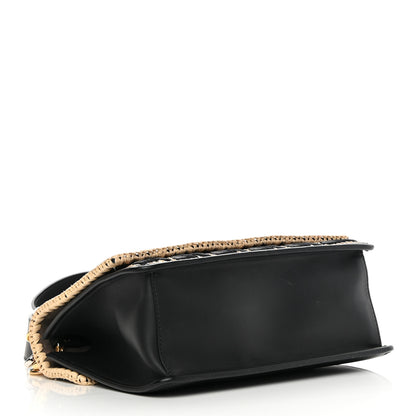 Fendi Vitello Century Raffia Snakeskin F is Fendi FF Woven Embroidered Kan I Shoulder Bag Black Natural 4 of 14
