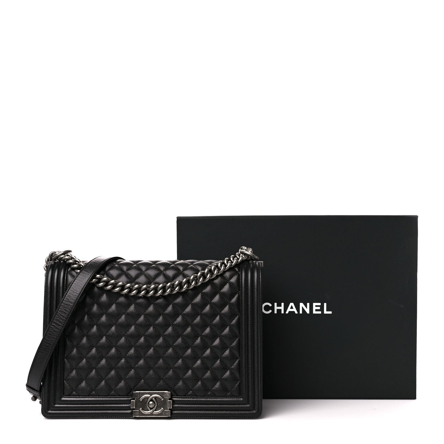 Caviar Quilted Large Boy Flap Black