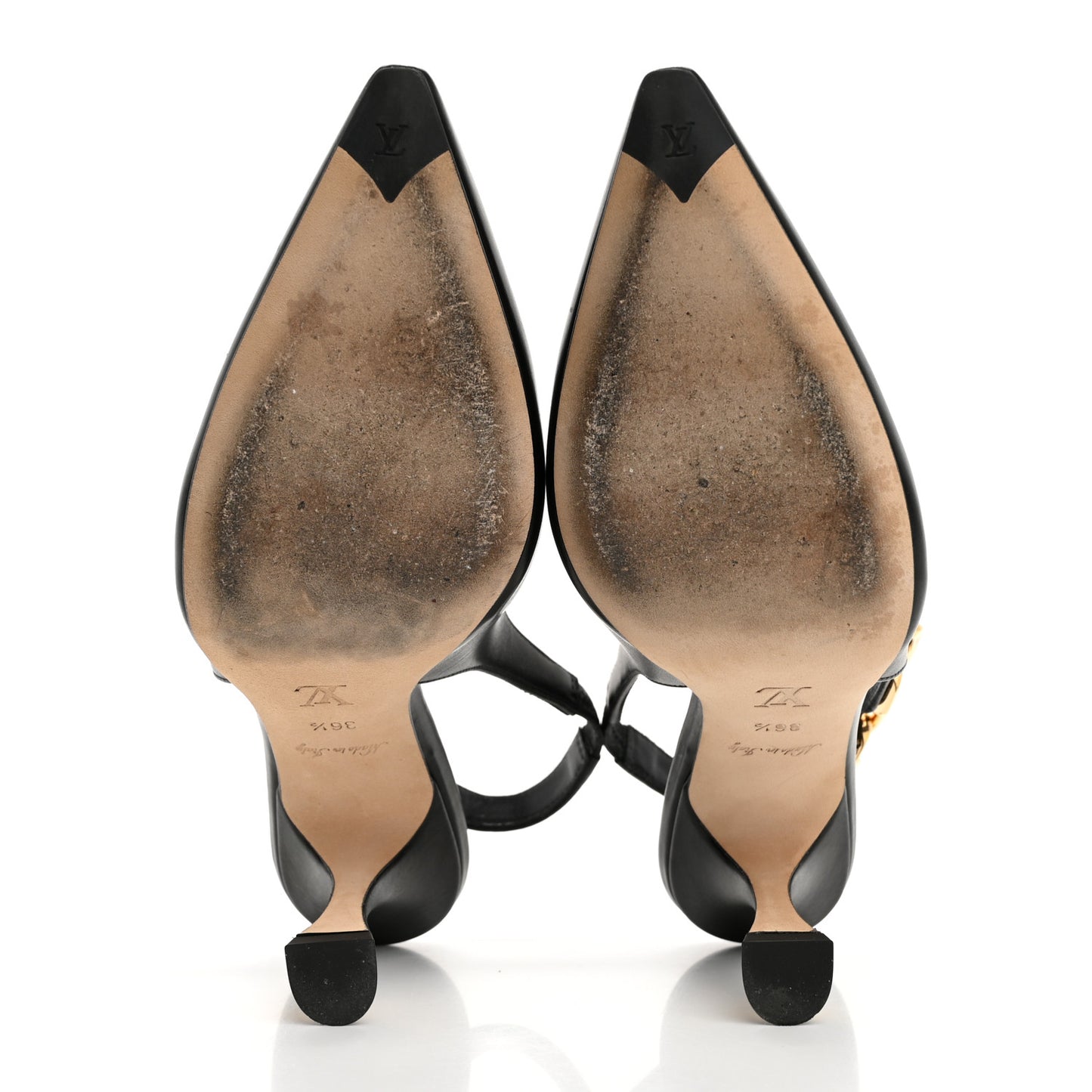 Calfskin Sparkle Slingback Pumps 36.5 Black