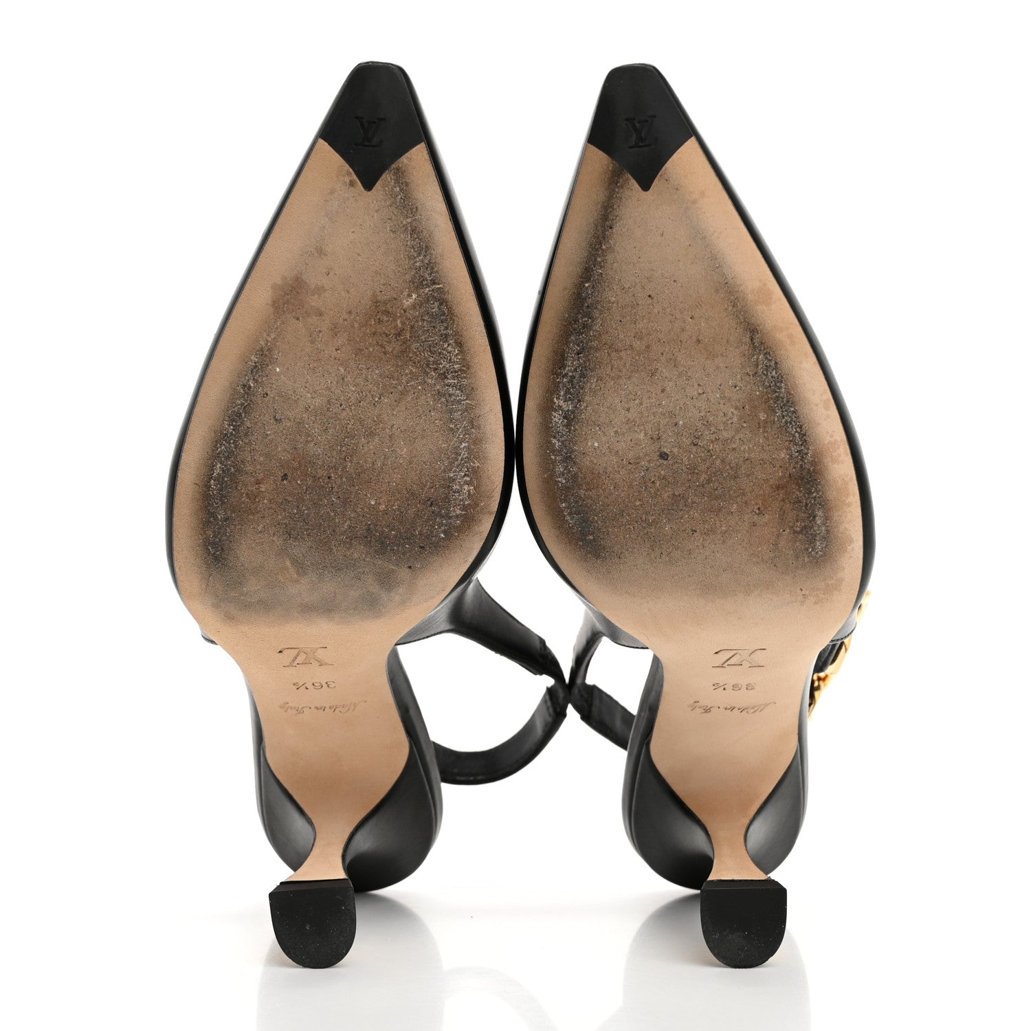 Louis Vuitton Calfskin Sparkle Slingback Pumps 36.5 Black 6 of 13