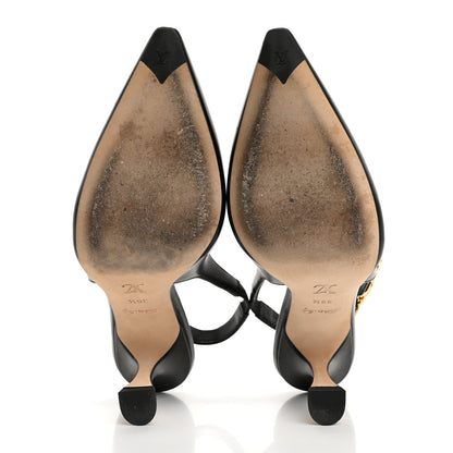 Louis Vuitton Calfskin Sparkle Slingback Pumps 36.5 Black 6 of 13