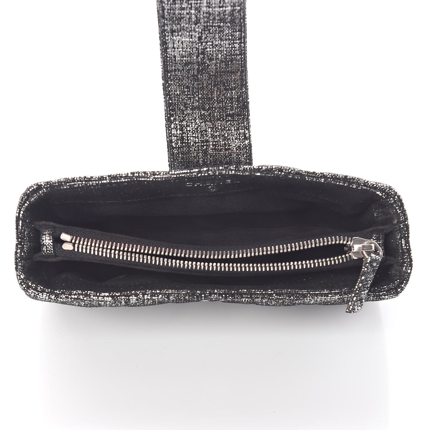 Metallic Fabric Quilted Mini Phone Holder Clutch Silver Black