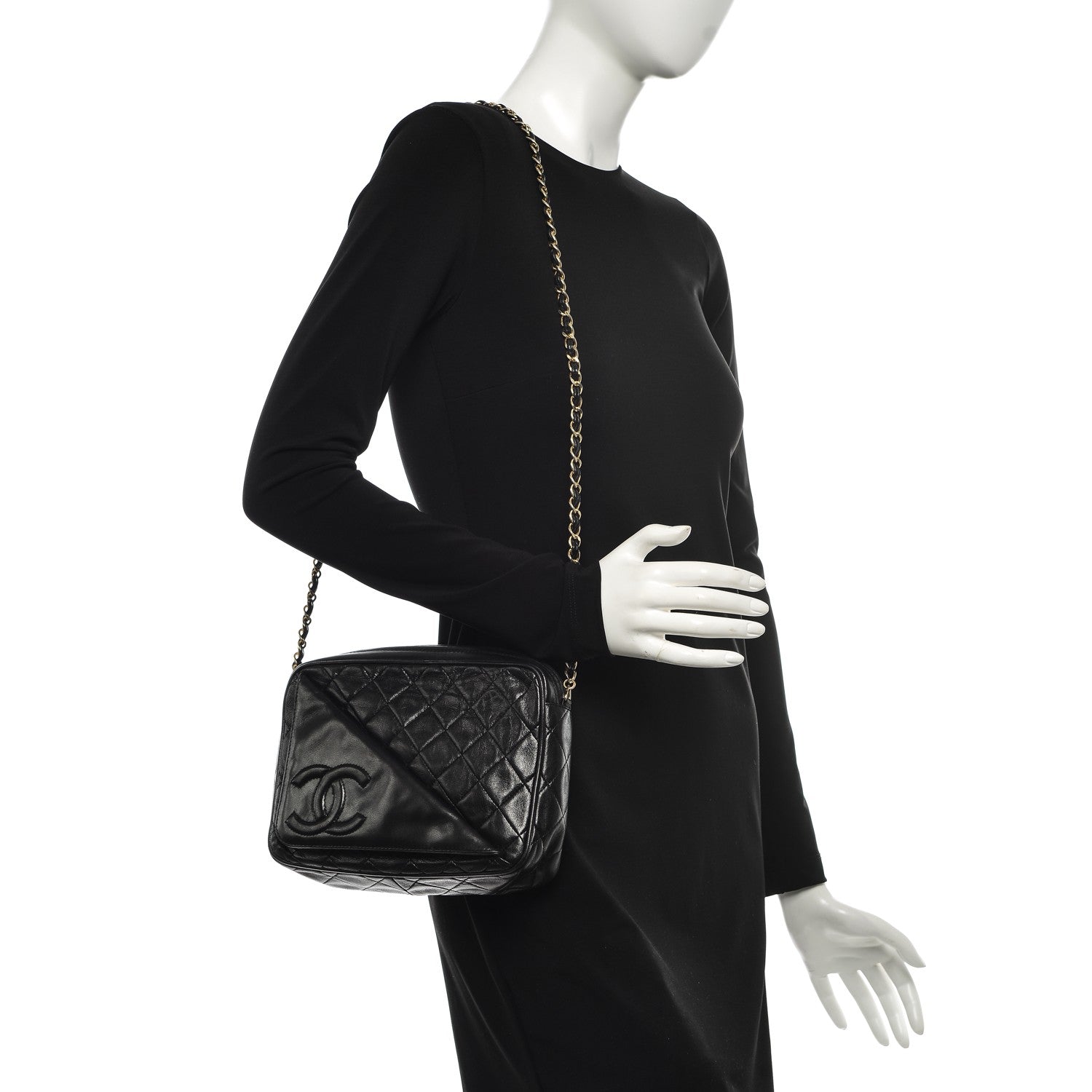 Chanel Lambskin Quilted Tassel Camera Case Black 2 of 9