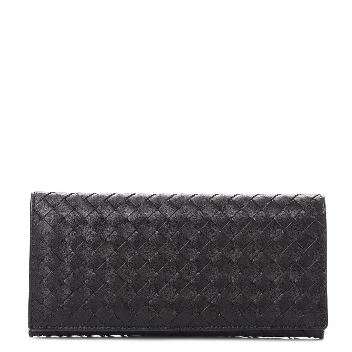 Nappa Intrecciato Continental Flap Wallet Ebano