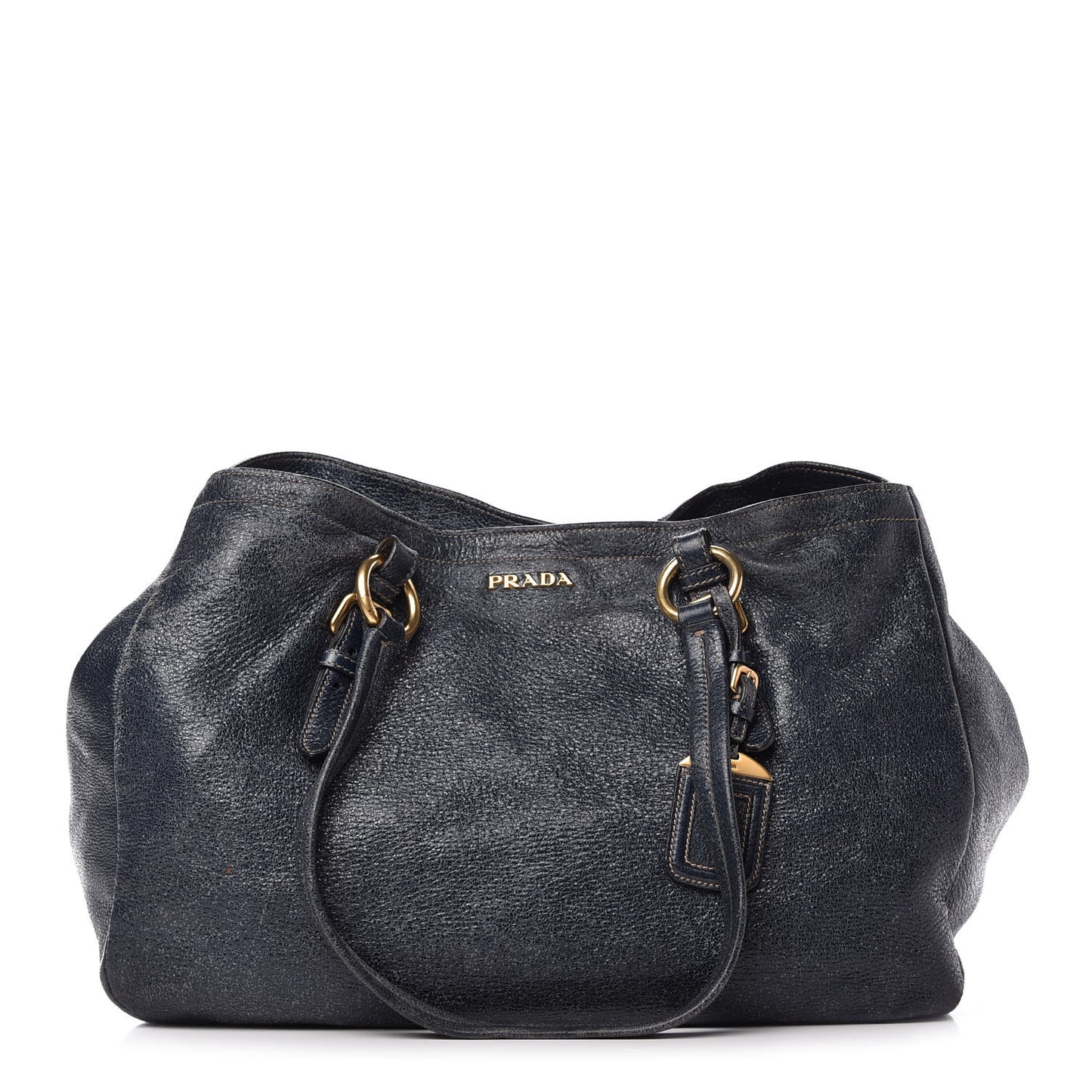 Metallic Vitello Daino Tote Dark Blue