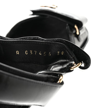 Chanel Shiny Calfskin Logo Platform Sandals 38 Black 8 of 12