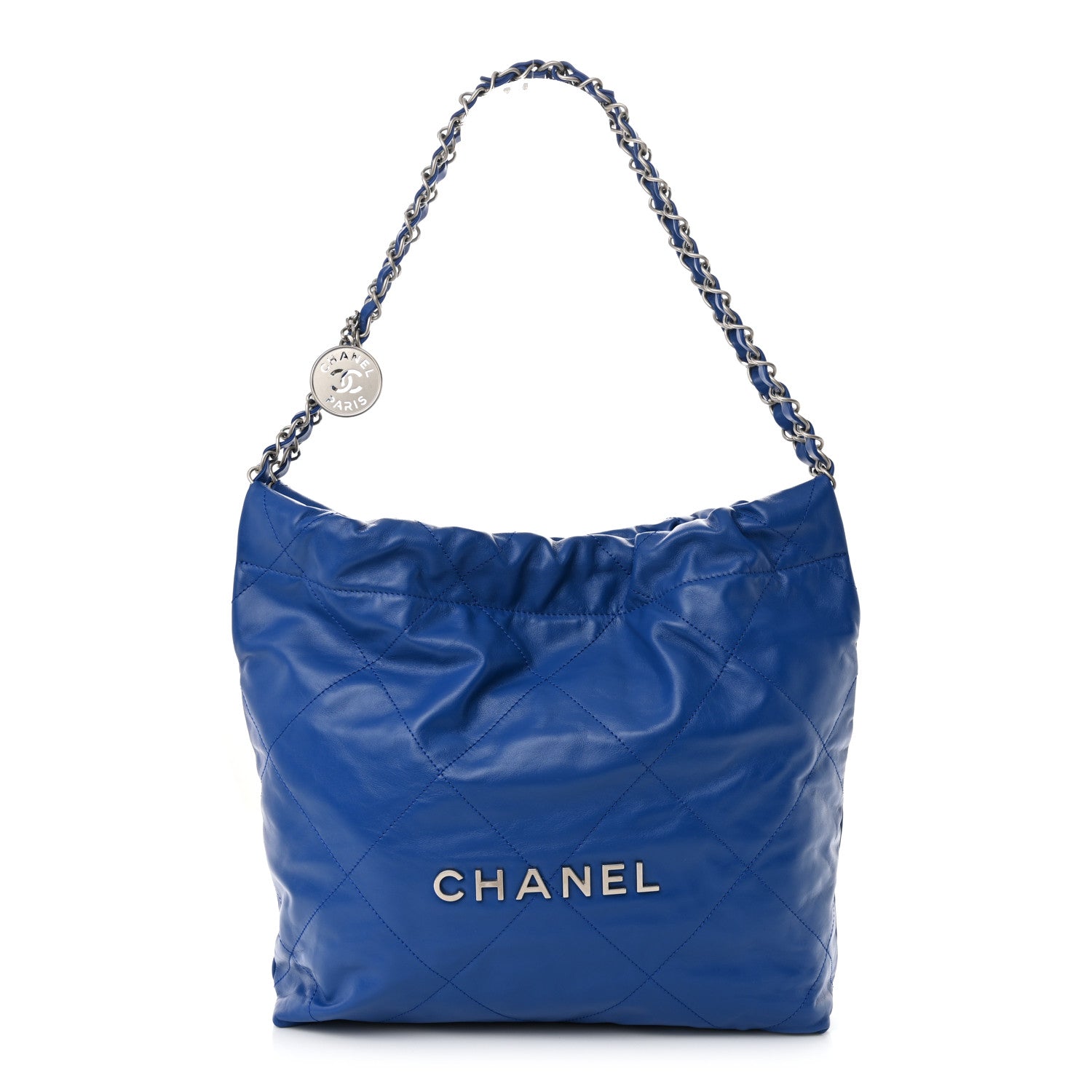 Chanel Shiny Calfskin Quilted Small Chanel 22 Dark Blue 1 of 11