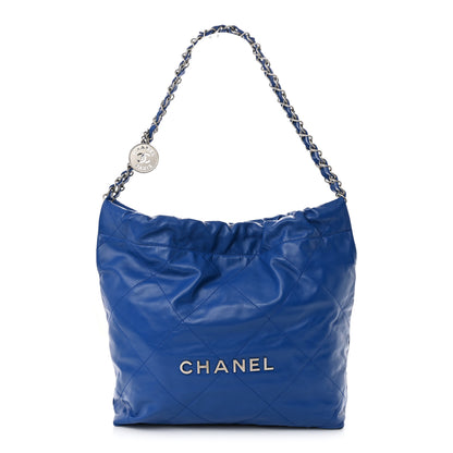 Chanel Shiny Calfskin Quilted Small Chanel 22 Dark Blue 1 of 11