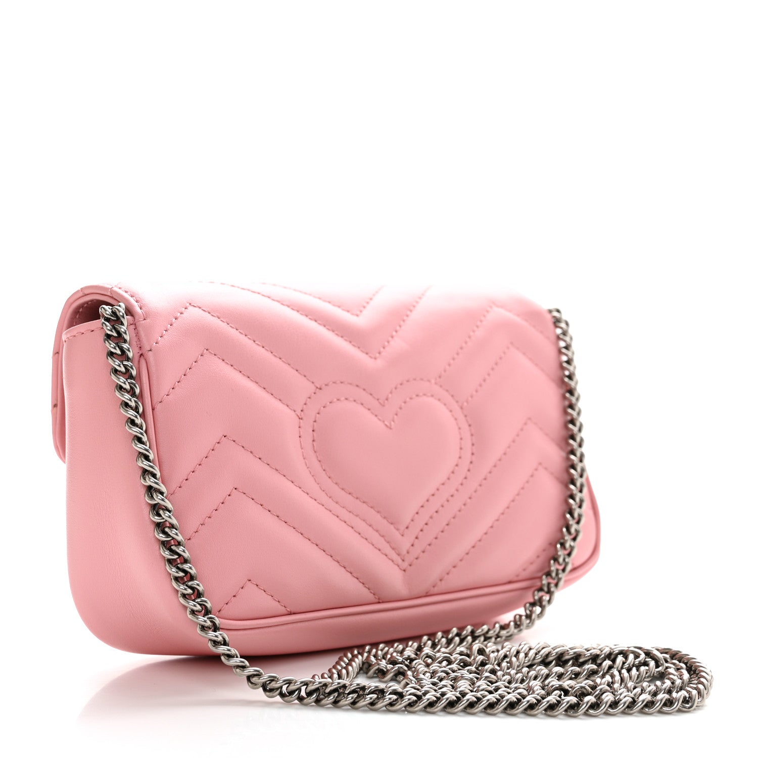 Gucci Calfskin Matelasse Super Mini GG Marmont Shoulder Bag Wild Rose 2 of 10