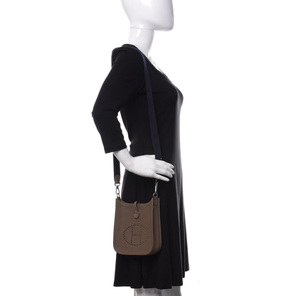 Hermes Taurillon Clemence Amazone Evelyne TPM Etoupe Bleu Indigo 2 of 11
