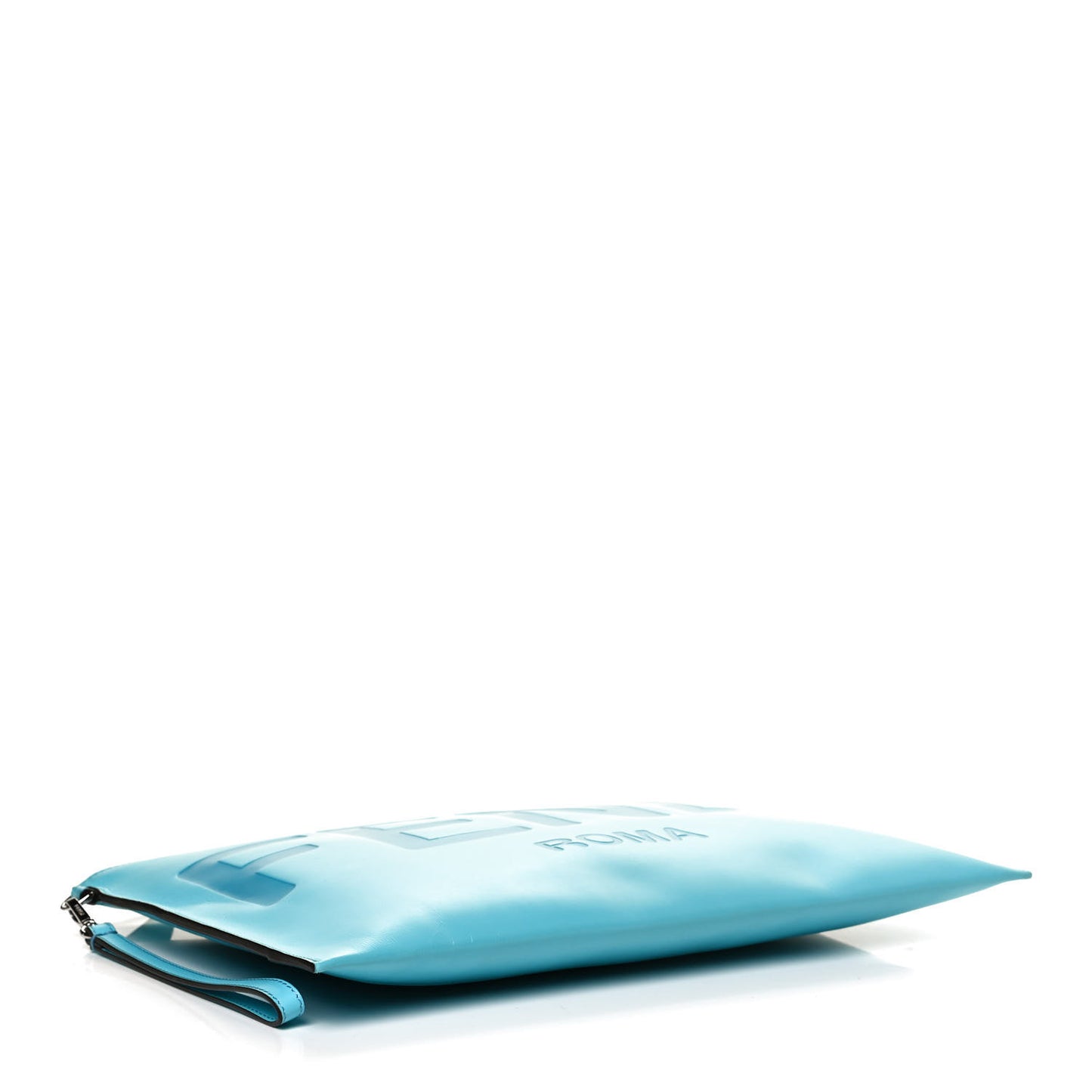 Vitello King Logo Embossed Large Flat Pouch Azzuro Baby