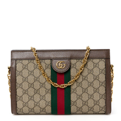 Gucci GG Supreme Monogram Web Small Ophidia Chain Shoulder Bag Brown 1 of 12