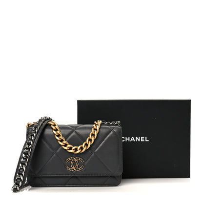 Chanel Lambskin Quilted Chanel 19 Wallet On Chain WOC Dark Grey 12 of 12
