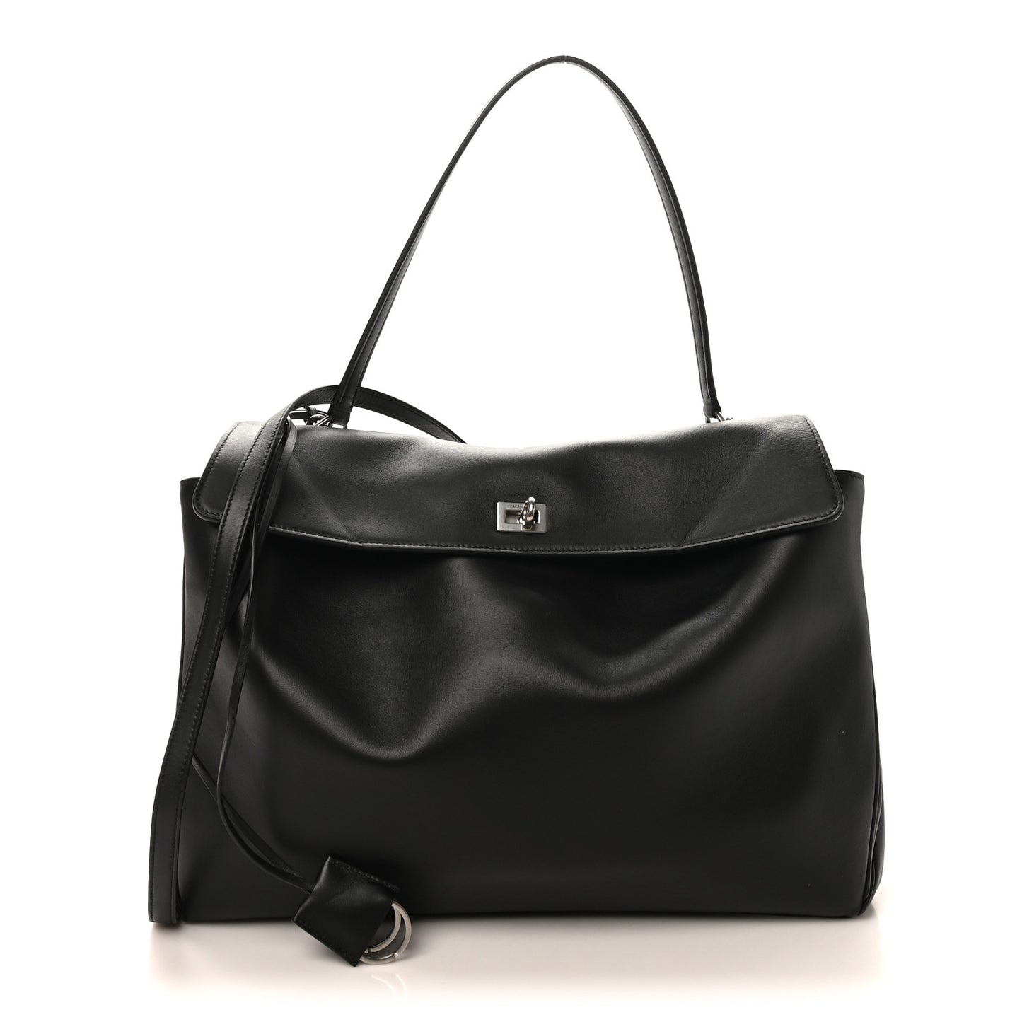 Smooth Calfskin Large Rodeo Top Handle Handbag Black