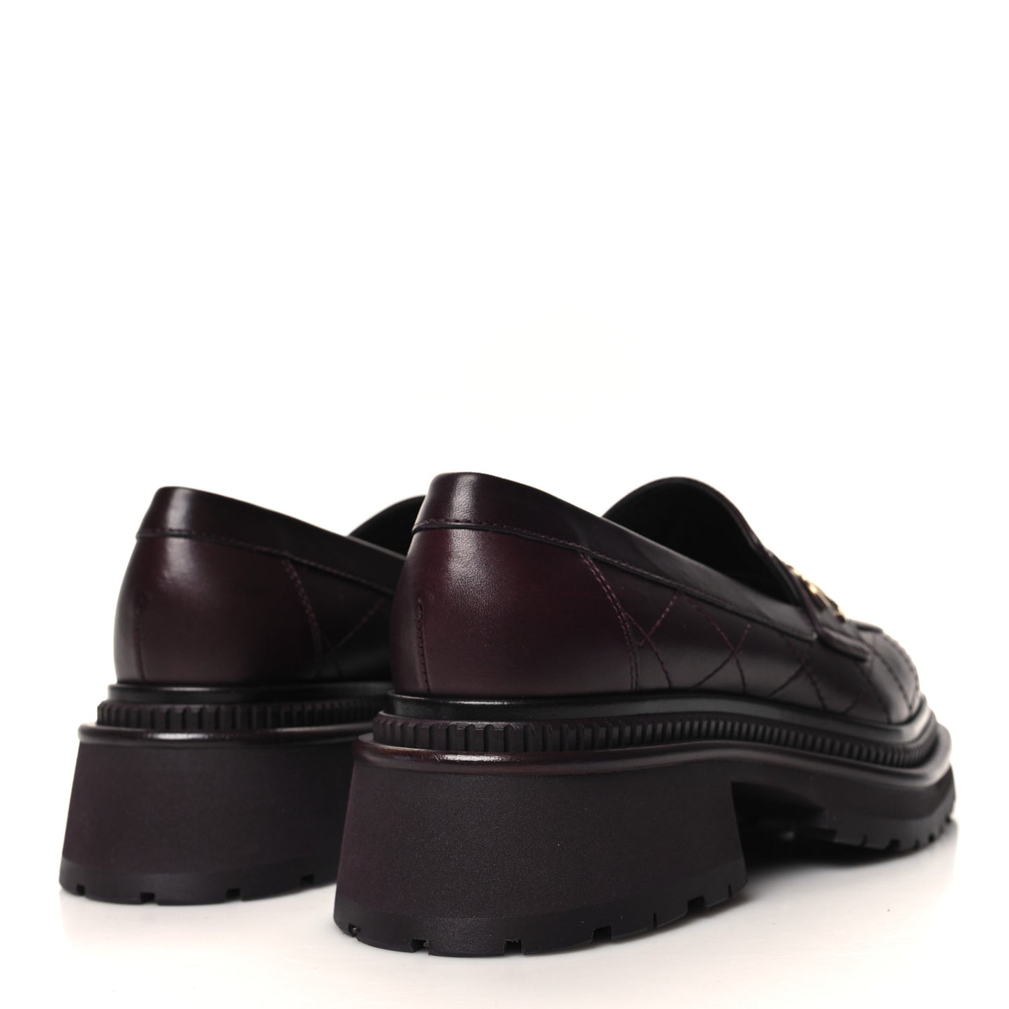 Calfskin Quilted CC Mocassin Loafers 36 Dark Purple