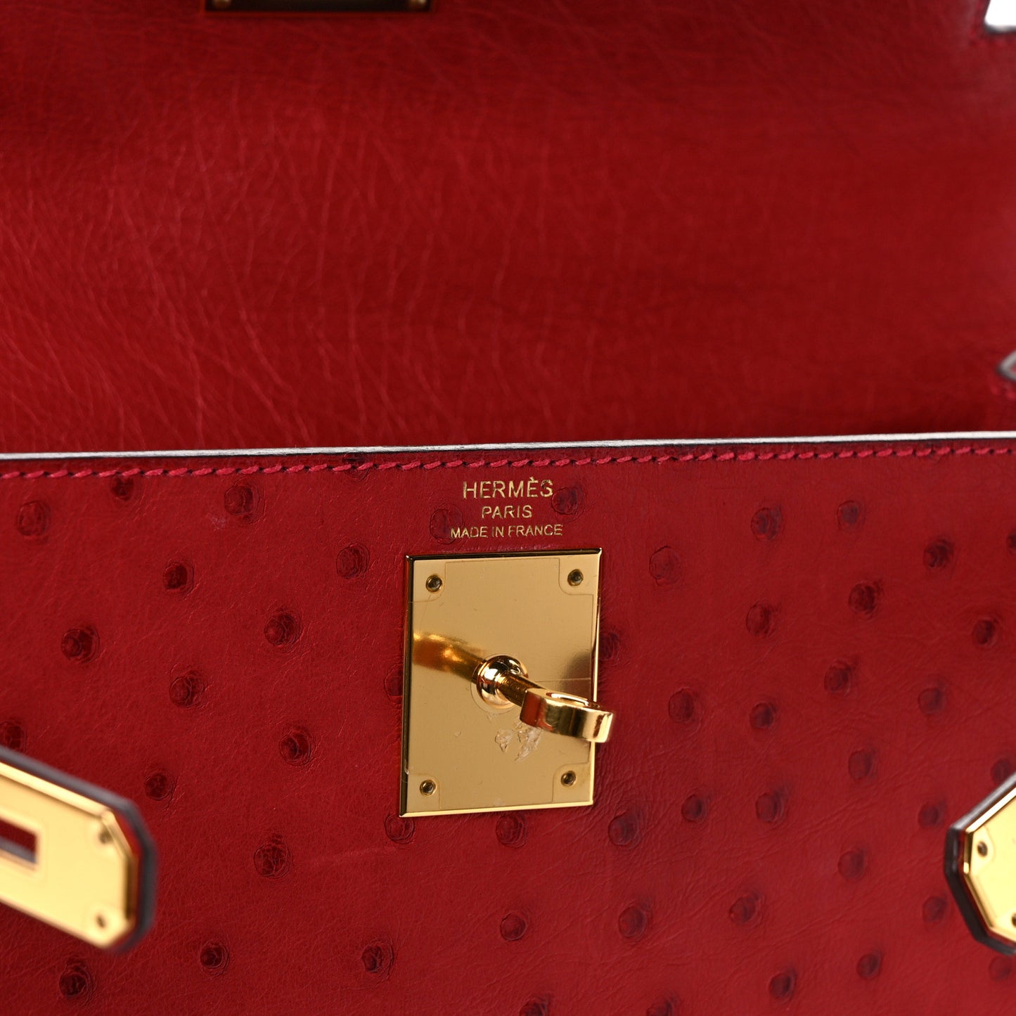 Ostrich Kelly Sellier 28 Rouge Casaque