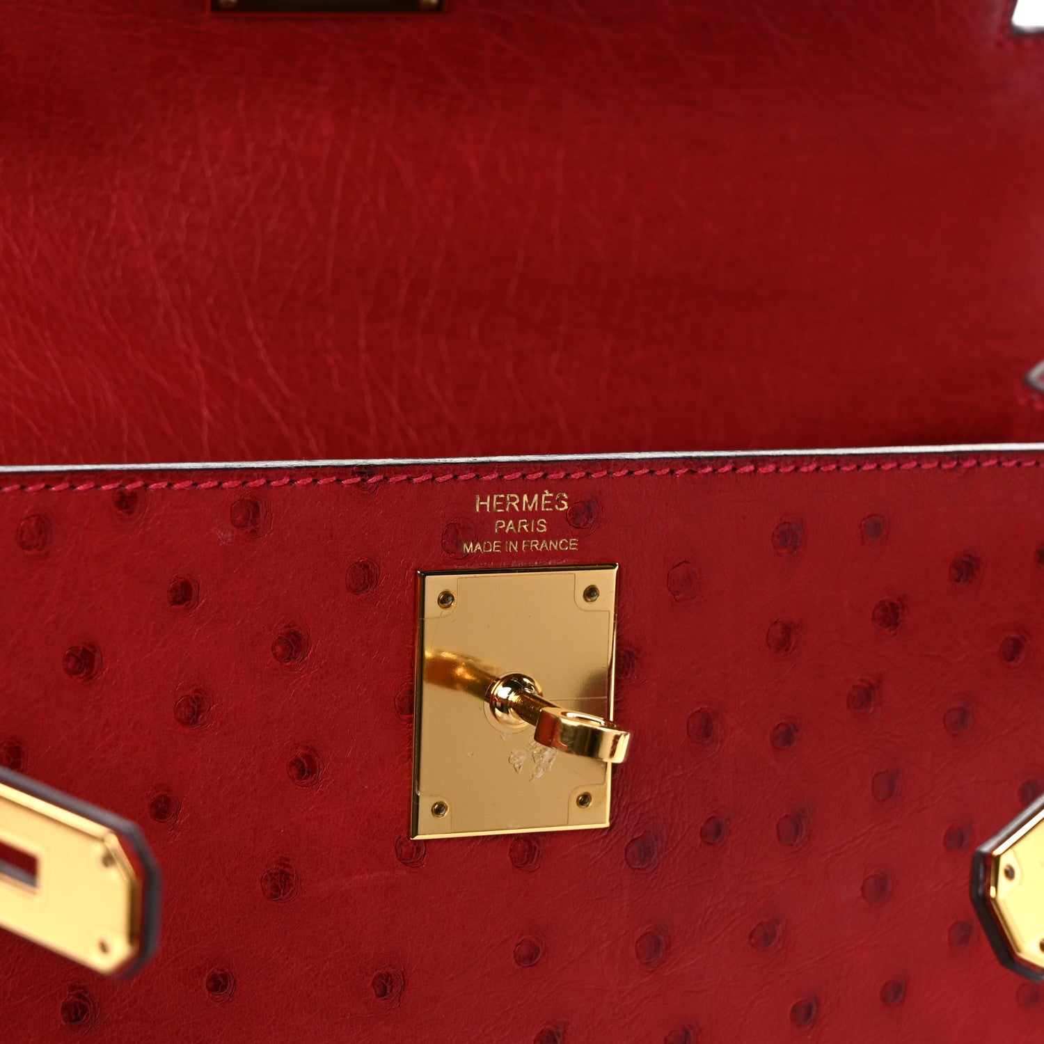 Hermes Ostrich Kelly Sellier 28 Rouge Casaque 6 of 9