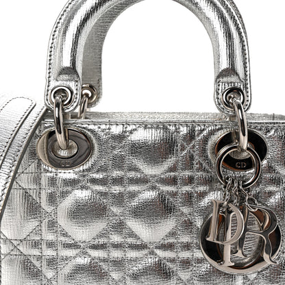 Christian Dior Metallic Grained Calfskin Cannage Small Lucky Badges My Lady Dior Silver 7 of 9